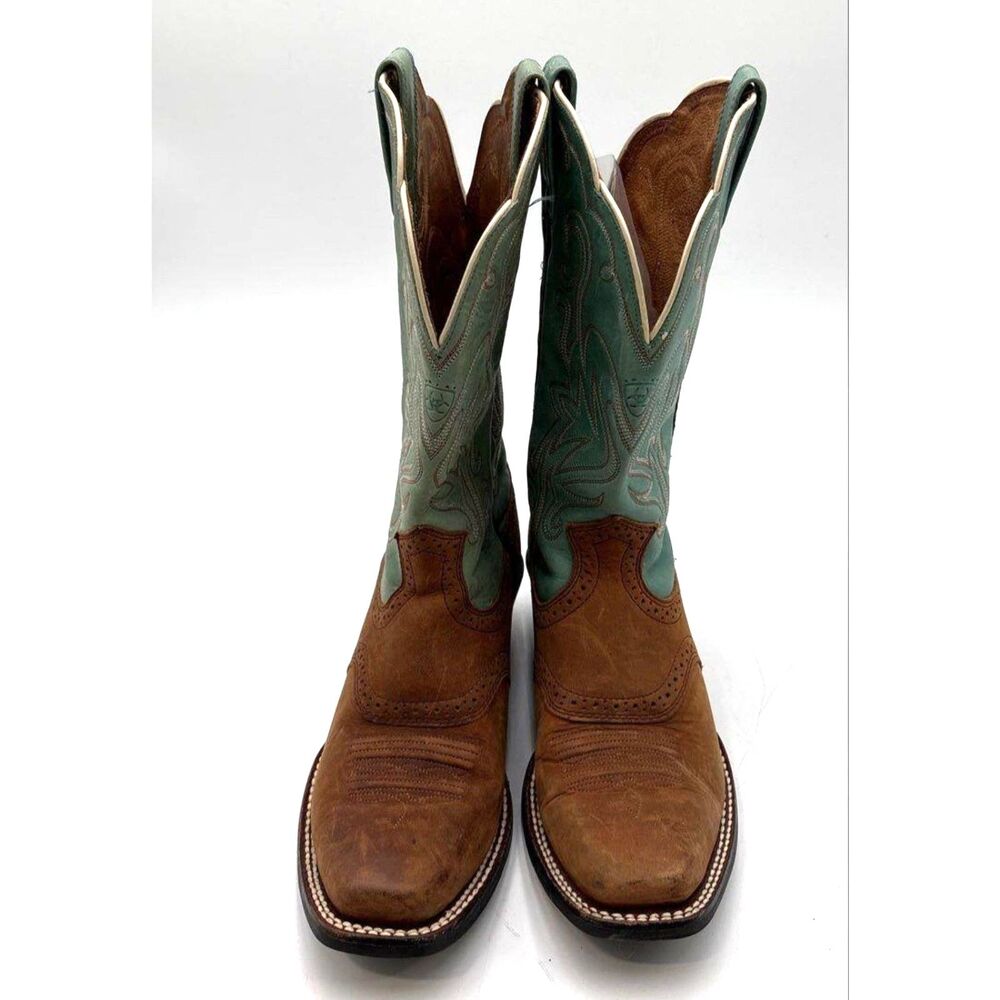 Ariat Women's 15840 Brown and Teal Leather Western Cowboy Boots Size 7.5B